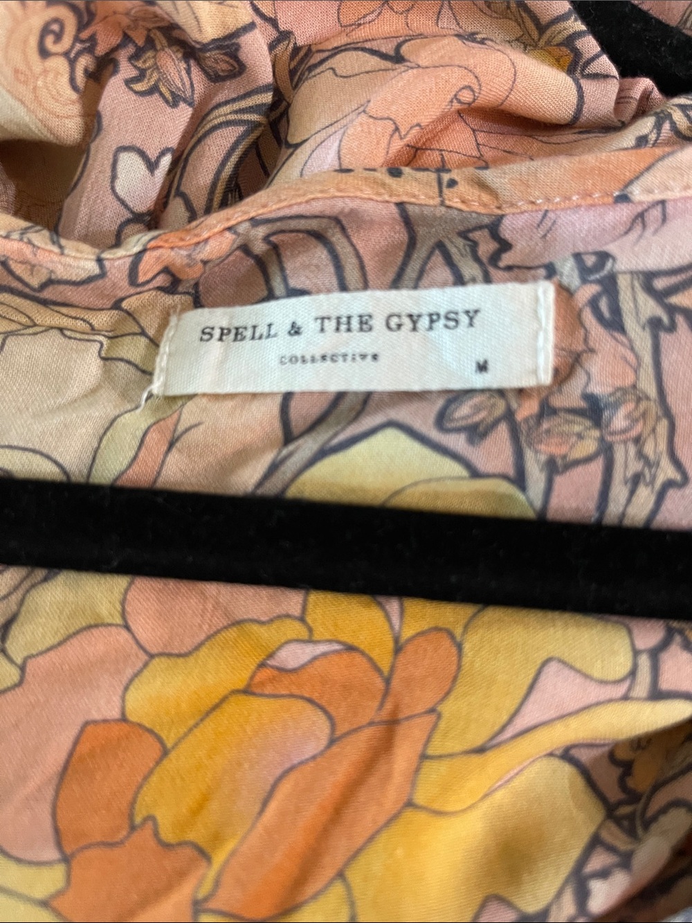 Spell & the Gypsy Amethyst Gown in peach - Boho Floral Tiered Maxi Dress - Picture 6 of 7
